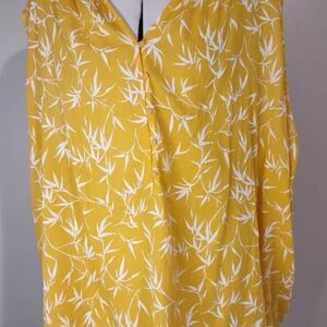 NWT 5X Blouse Liz Claiborne Yellow White  Sleeveless  C4292